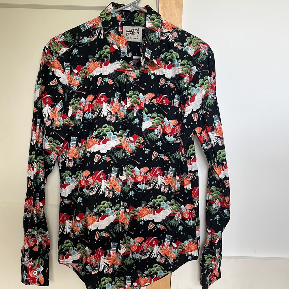 Naked and Famous button down long sleeve shirt. Size medium. 100% cotton.
